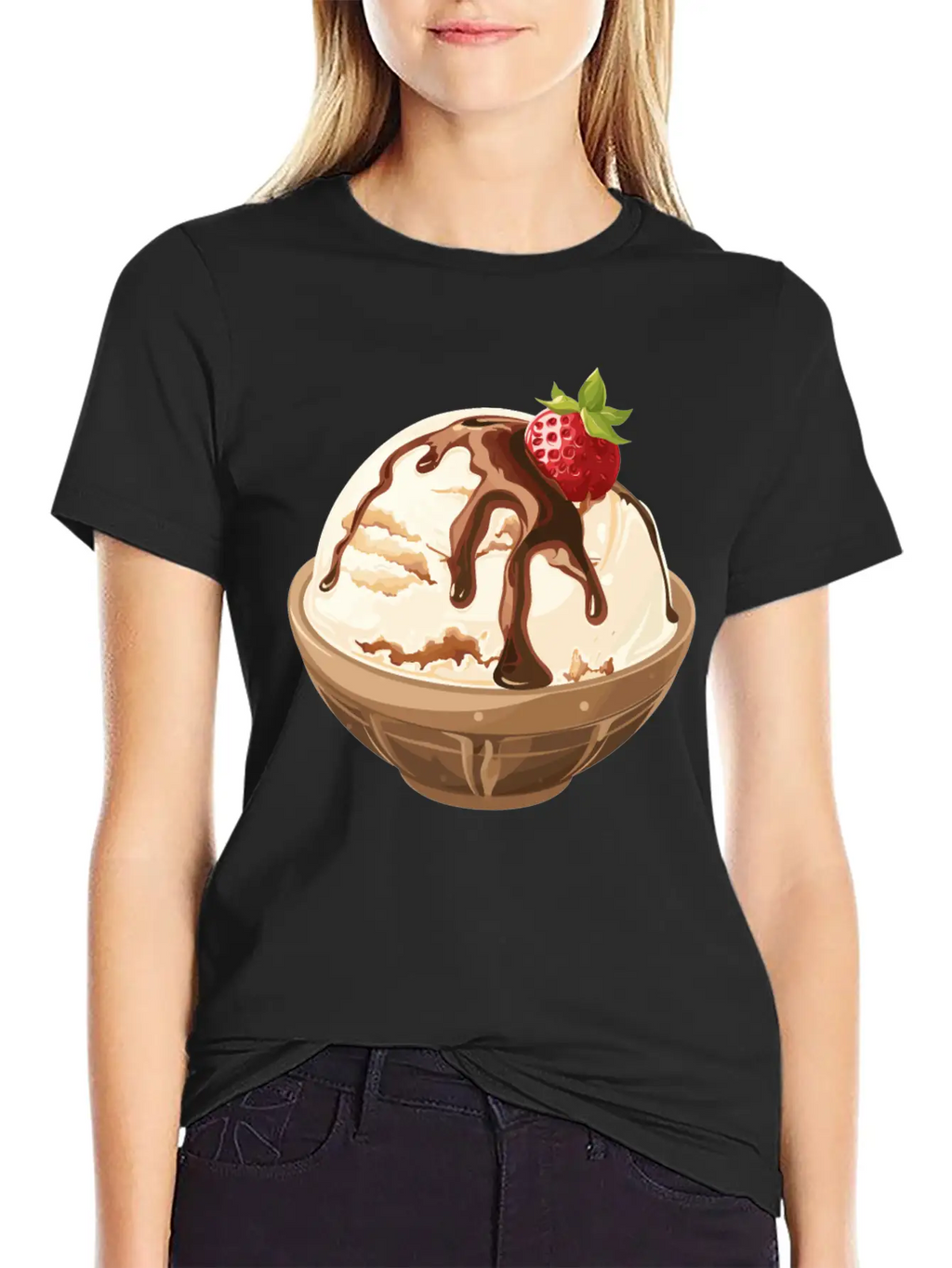Strawberry Topped Vanilla Delight Unisex Short Sleeve Soft Cotton T-Shirt – Casual Everyday Wear