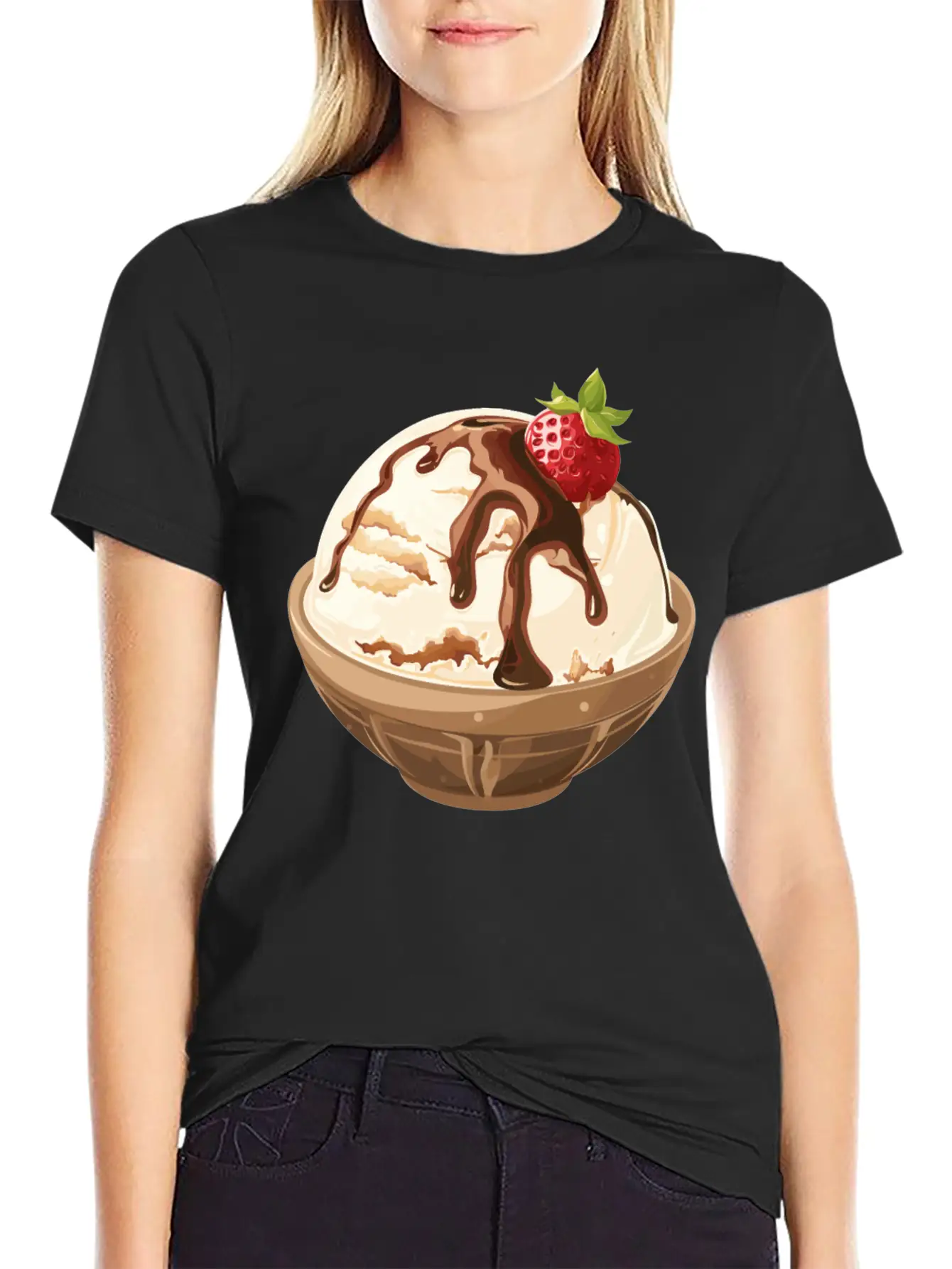 Strawberry Topped Vanilla Delight Unisex Short Sleeve Soft Cotton T-Shirt – Casual Everyday Wear
