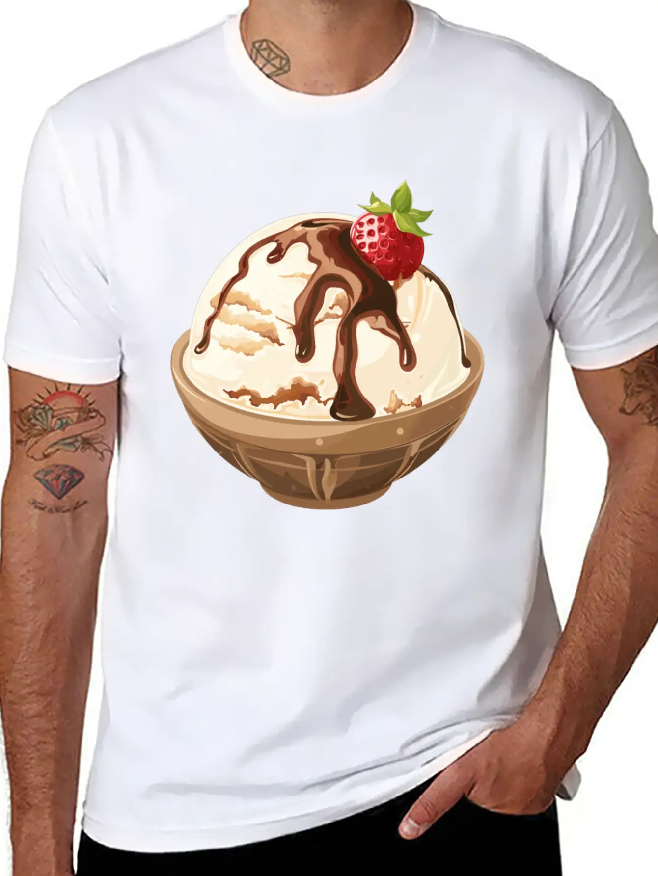 Strawberry Topped Vanilla Delight Unisex Short Sleeve Soft Cotton T-Shirt – Casual Everyday Wear