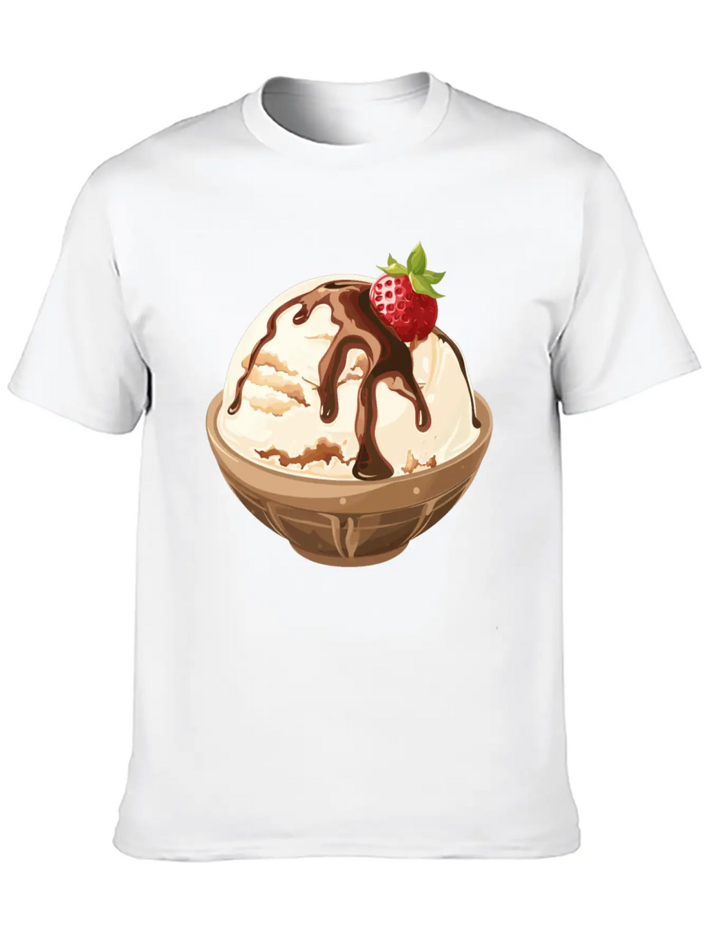 Strawberry Topped Vanilla Delight Unisex Short Sleeve Soft Cotton T-Shirt – Casual Everyday Wear