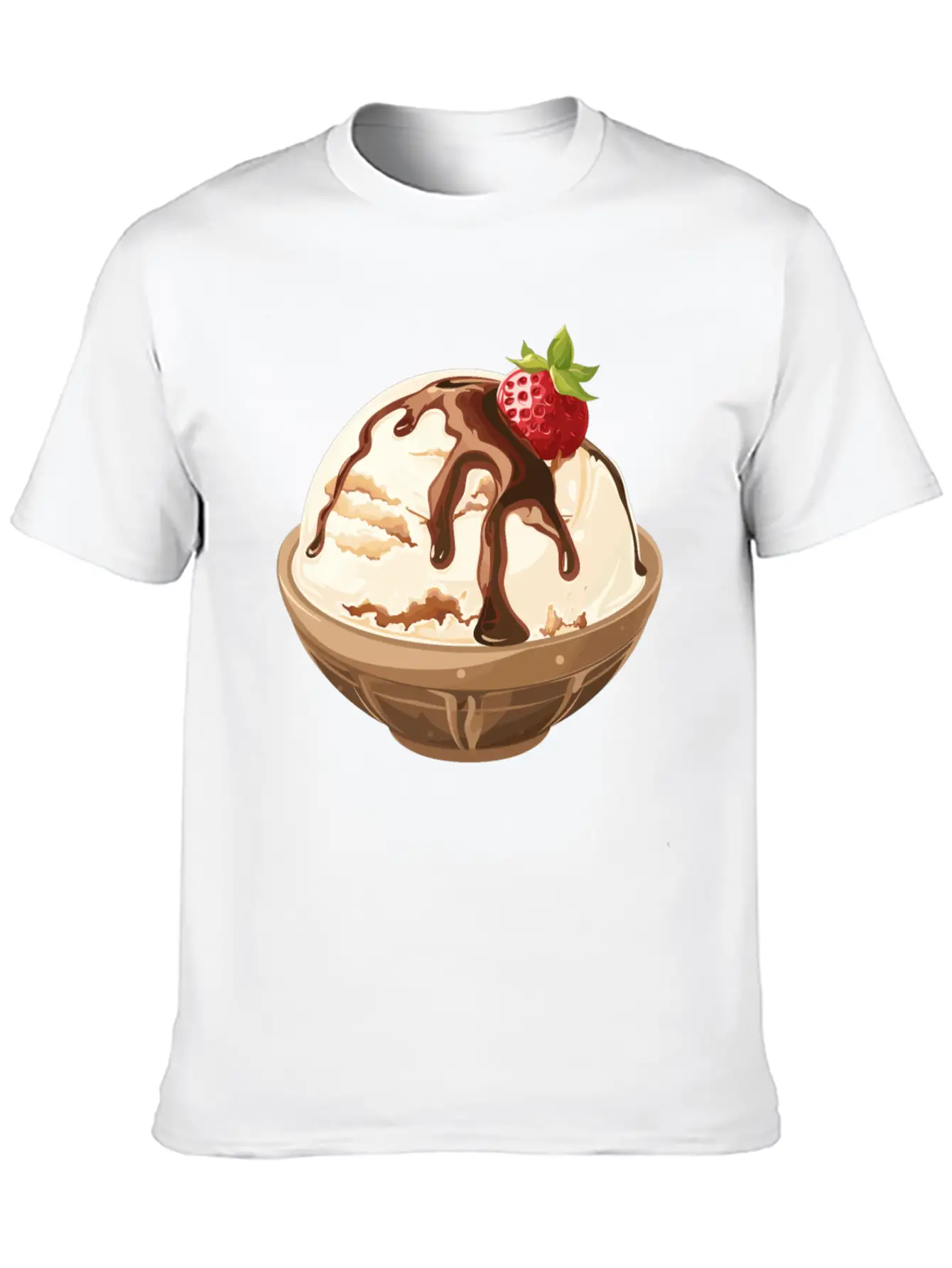 Strawberry Topped Vanilla Delight Unisex Short Sleeve Soft Cotton T-Shirt – Casual Everyday Wear