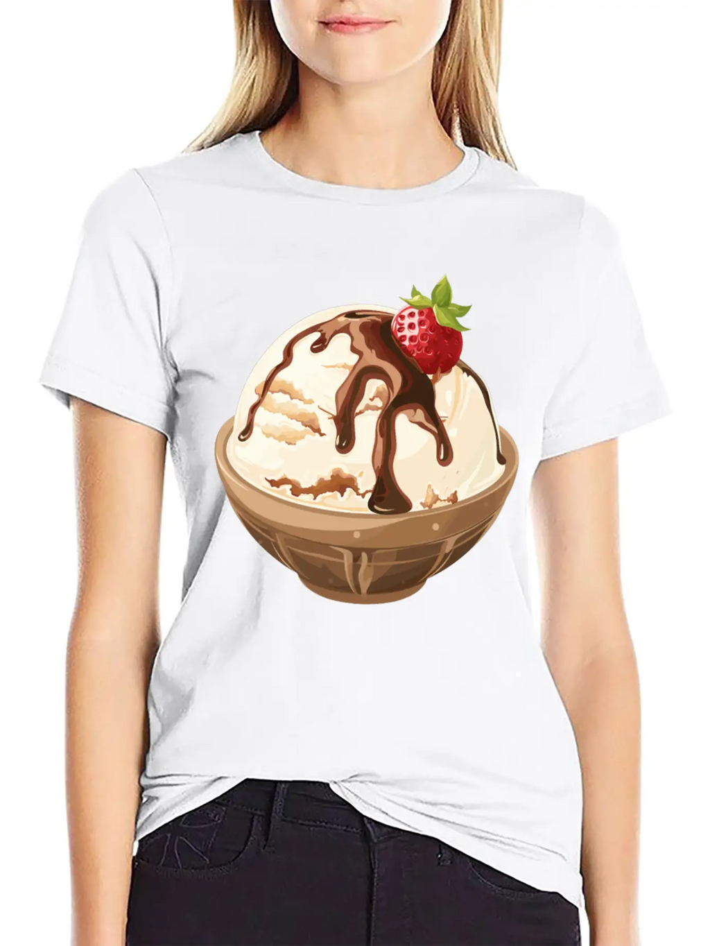 Strawberry Topped Vanilla Delight Unisex Short Sleeve Soft Cotton T-Shirt – Casual Everyday Wear