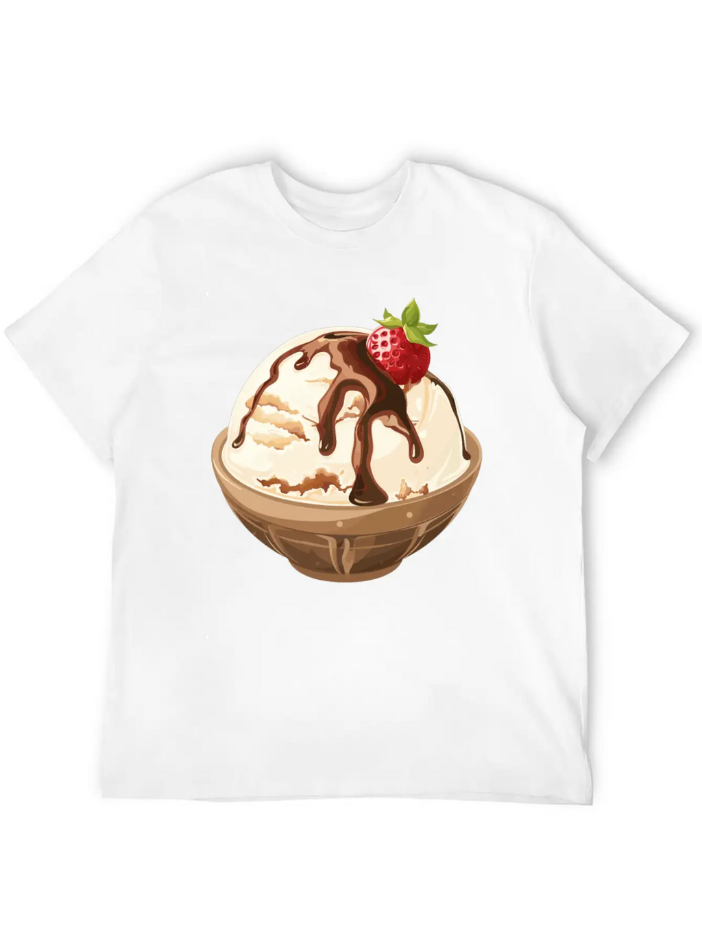 Strawberry Topped Vanilla Delight Unisex Short Sleeve Soft Cotton T-Shirt – Casual Everyday Wear