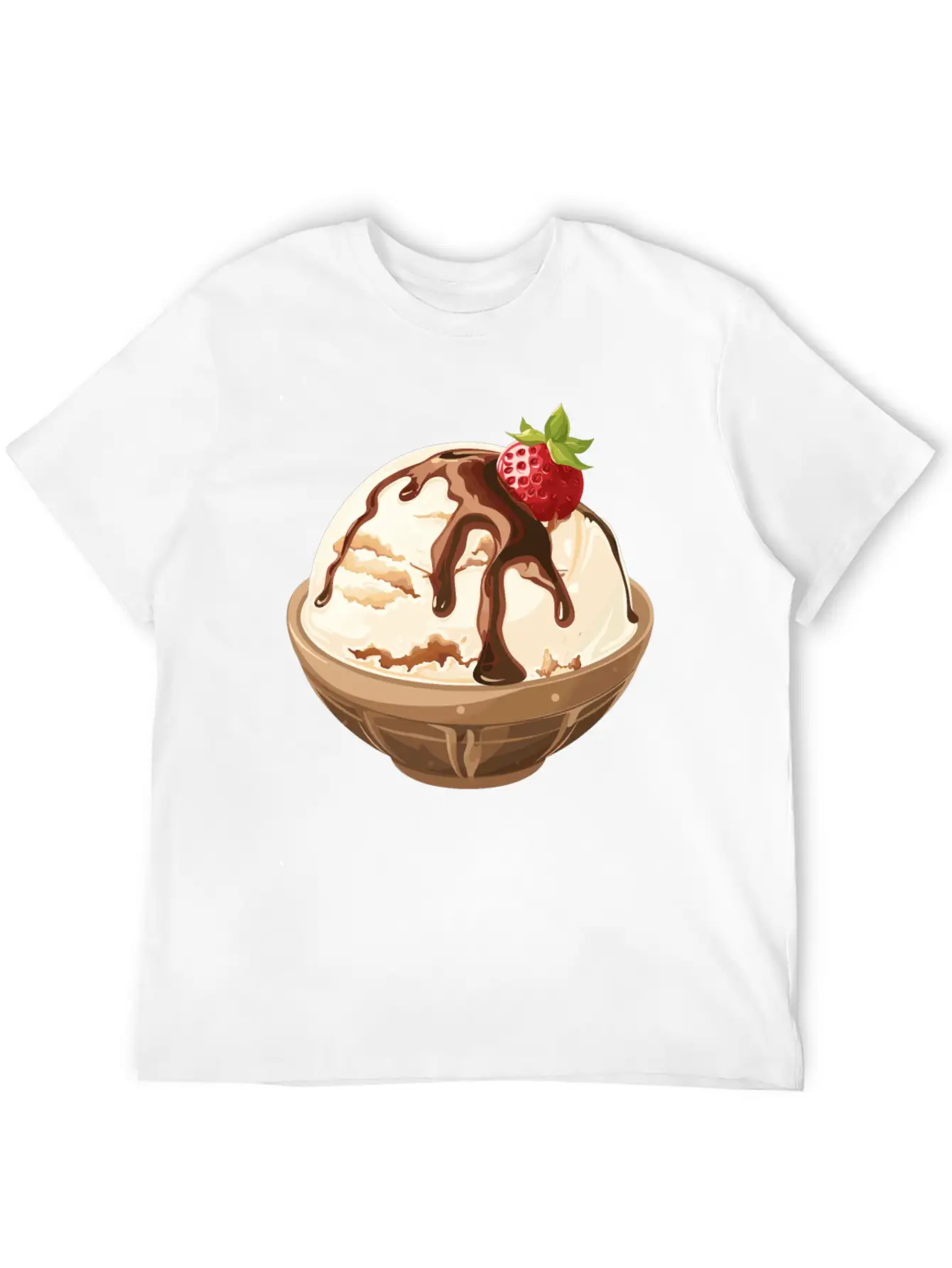 Strawberry Topped Vanilla Delight Unisex Short Sleeve Soft Cotton T-Shirt – Casual Everyday Wear