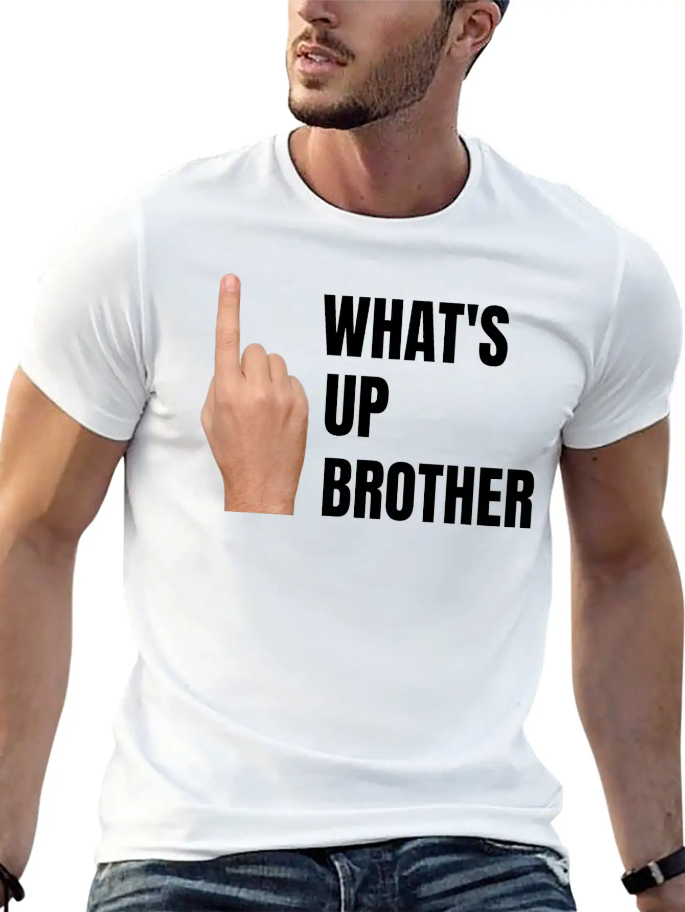 Streamers, What's Up Brother, Finger Point Up Unisex Casual T-Shirt – Clean Design For Daily Comfort