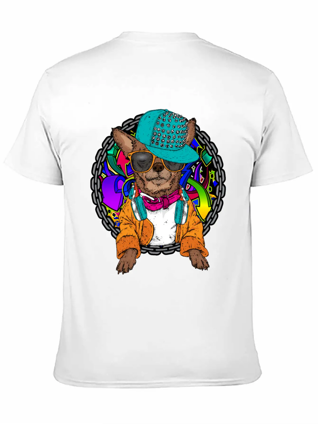 Street Dog Chihuahua Graffiti With Chain Dog Lover Stylish Everyday T-Shirt – Unisex Basic Cotton Tee