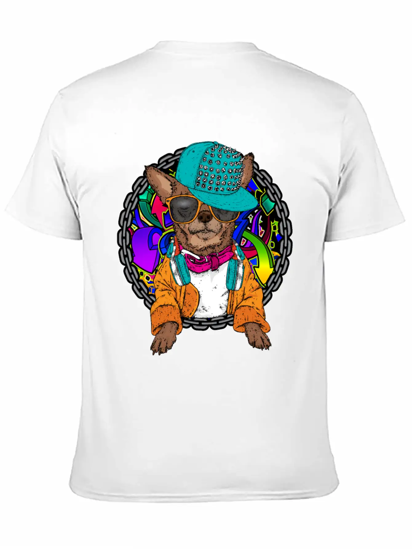 Street Dog Chihuahua Graffiti With Chain Dog Lover Stylish Everyday T-Shirt – Unisex Basic Cotton Tee