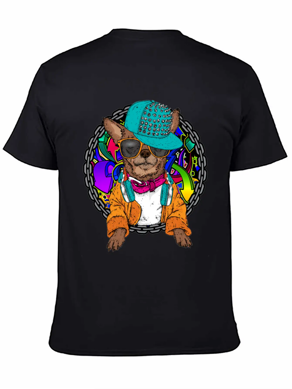 Street Dog Chihuahua Graffiti With Chain Dog Lover Stylish Everyday T-Shirt – Unisex Basic Cotton Tee