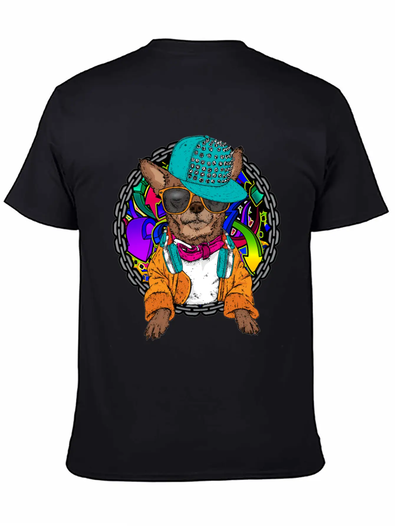 Street Dog Chihuahua Graffiti With Chain Dog Lover Stylish Everyday T-Shirt – Unisex Basic Cotton Tee