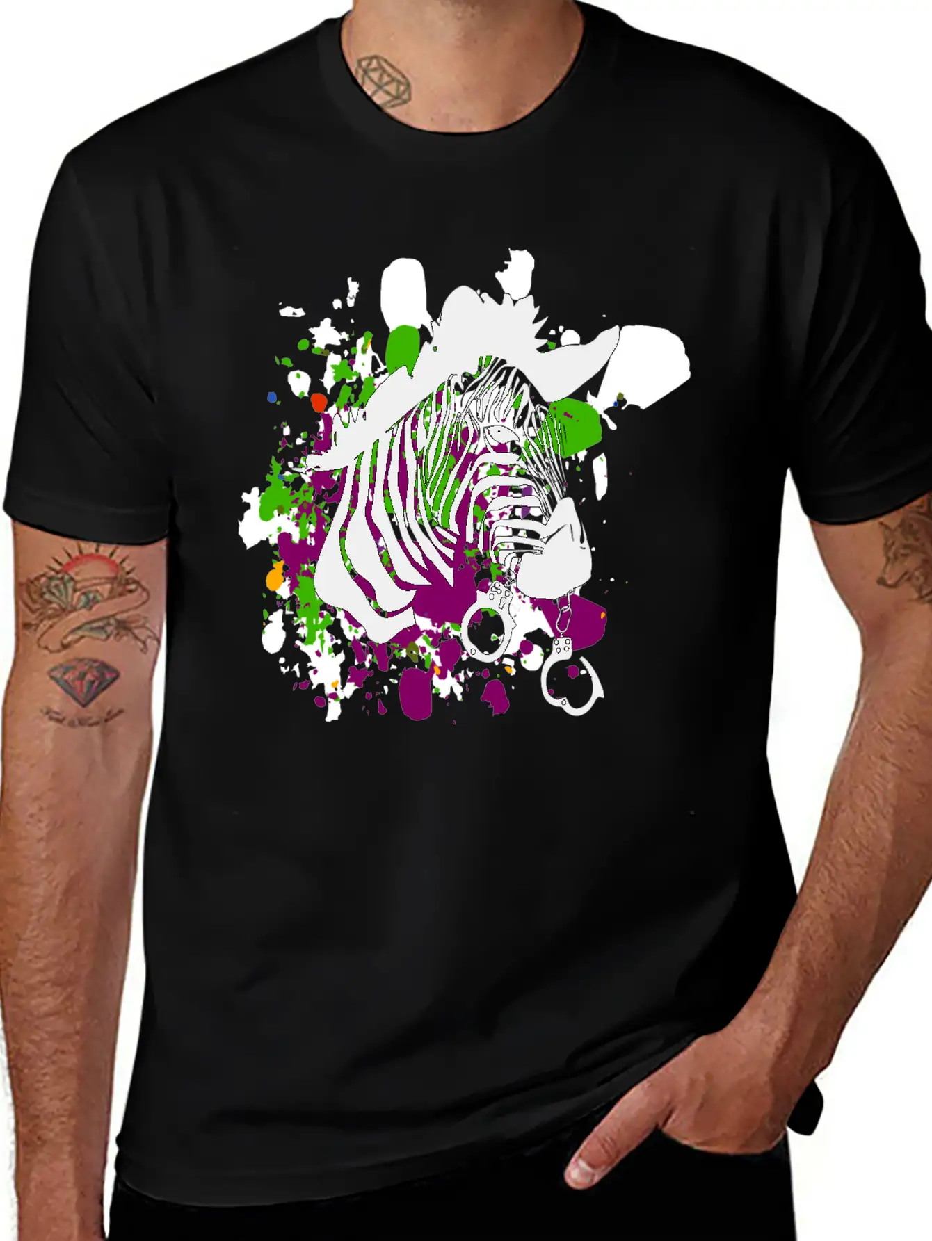 Streetart Zebra Hipster Unisex Short Sleeve Soft Cotton T-Shirt – Casual Everyday Wear