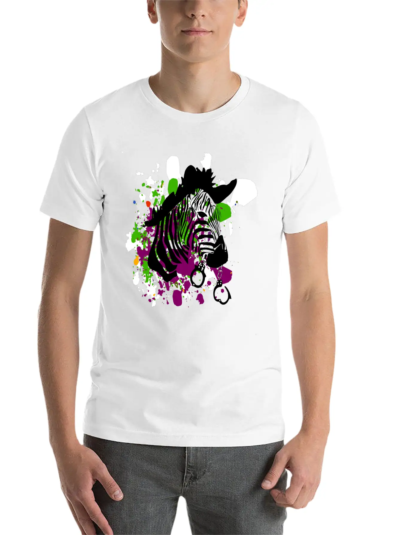 Streetart Zebra Hipster Unisex Short Sleeve Soft Cotton T-Shirt – Casual Everyday Wear