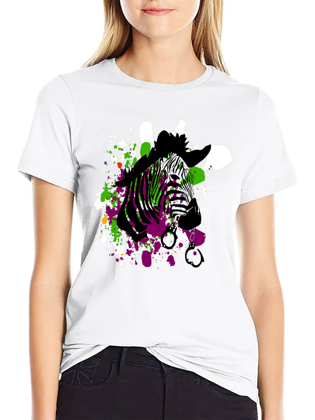 Streetart Zebra Hipster Unisex Short Sleeve Soft Cotton T-Shirt – Casual Everyday Wear