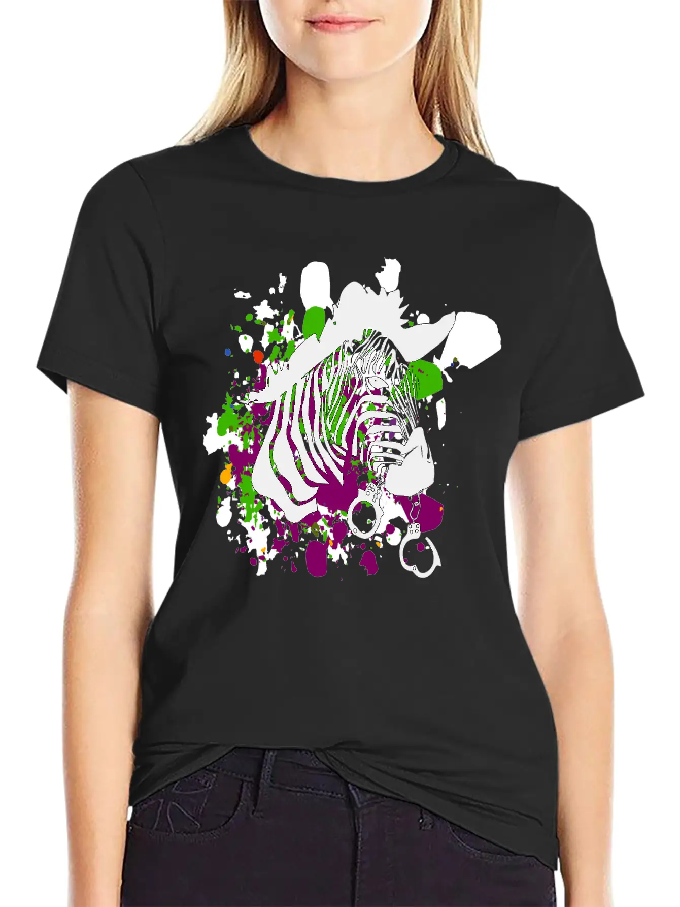 Streetart Zebra Hipster Unisex Short Sleeve Soft Cotton T-Shirt – Casual Everyday Wear