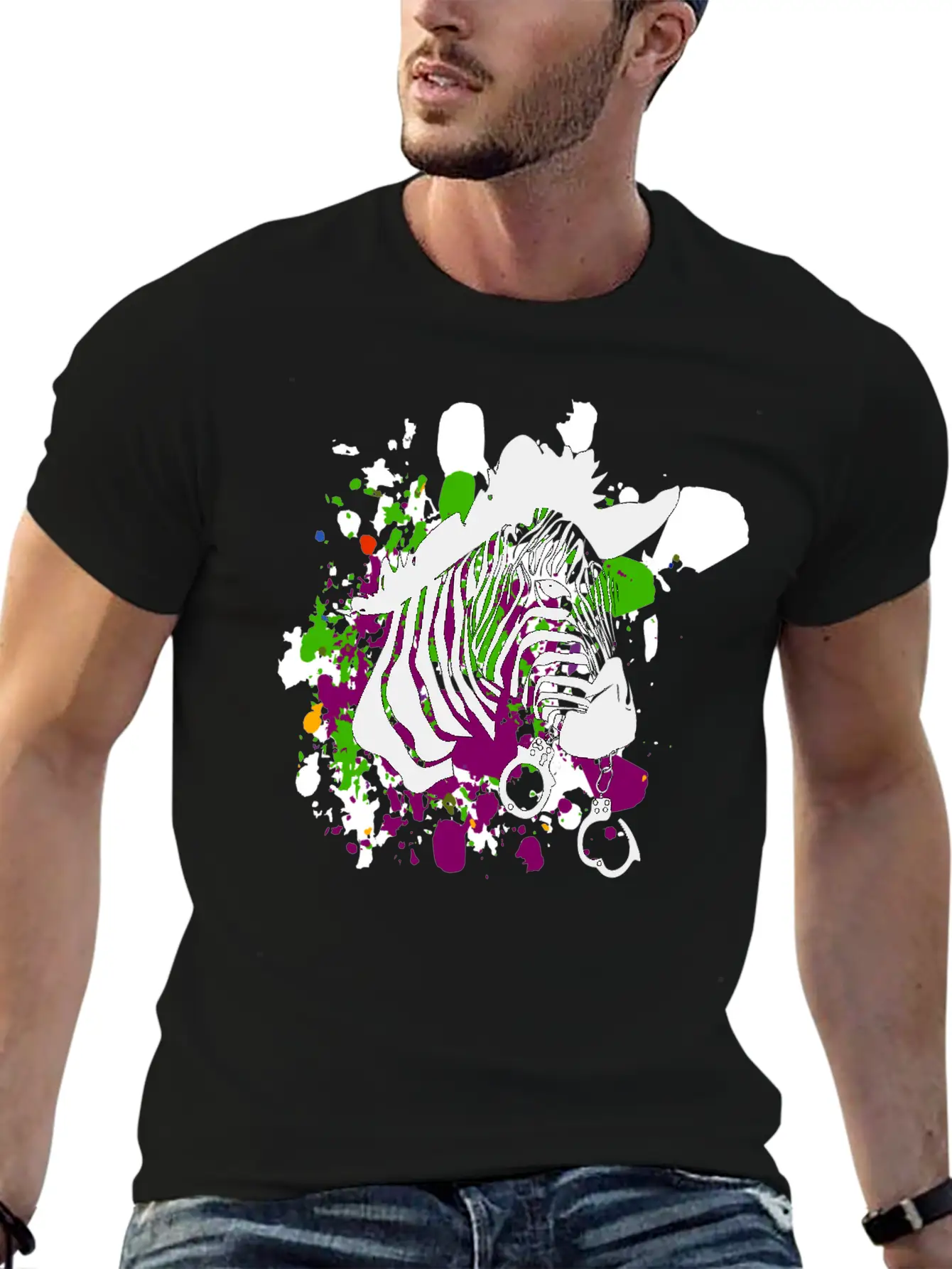 Streetart Zebra Hipster Unisex Short Sleeve Soft Cotton T-Shirt – Casual Everyday Wear