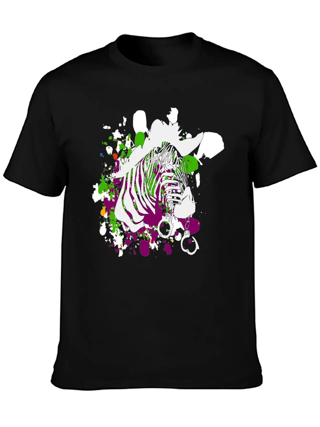 Streetart Zebra Hipster Unisex Short Sleeve Soft Cotton T-Shirt – Casual Everyday Wear
