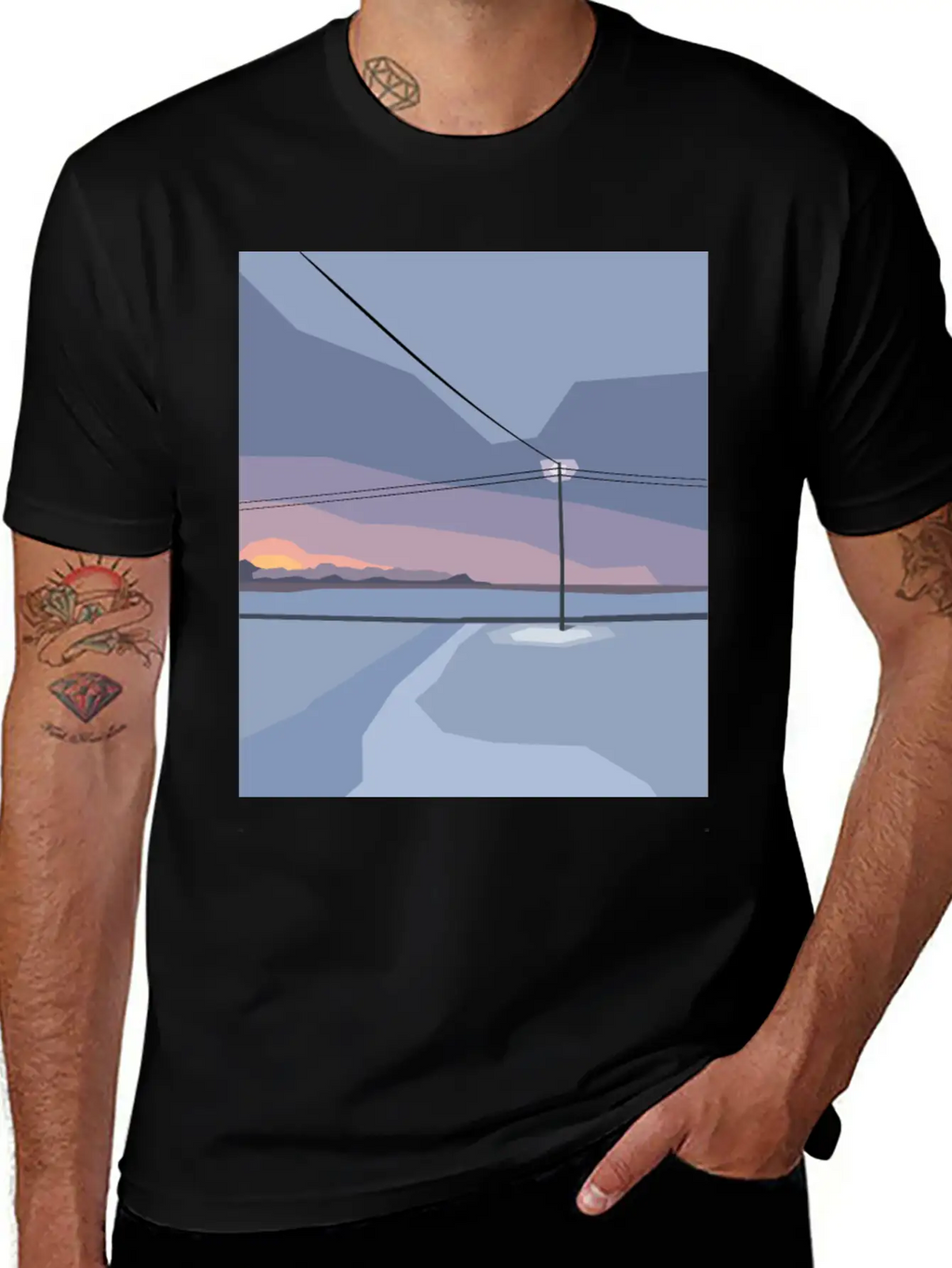 Streetlight In Snow Desert Unisex Casual T-Shirt – Clean Design For Daily Comfort