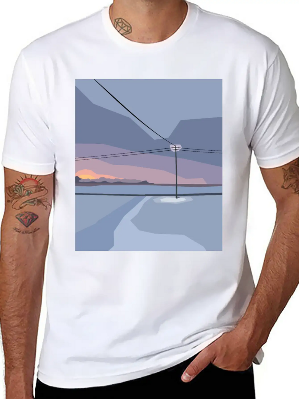 Streetlight In Snow Desert Unisex Casual T-Shirt – Clean Design For Daily Comfort