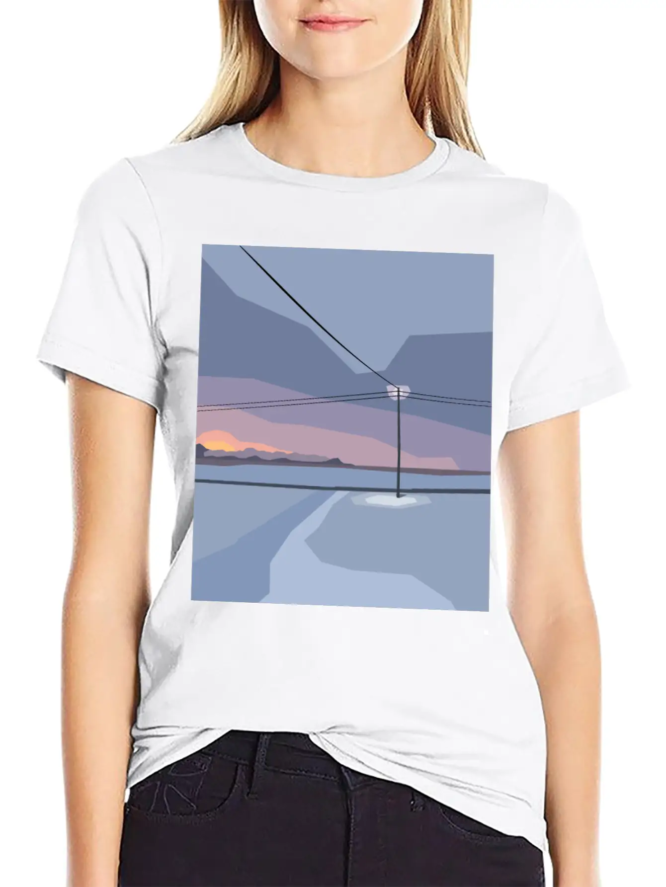 Streetlight In Snow Desert Unisex Casual T-Shirt – Clean Design For Daily Comfort