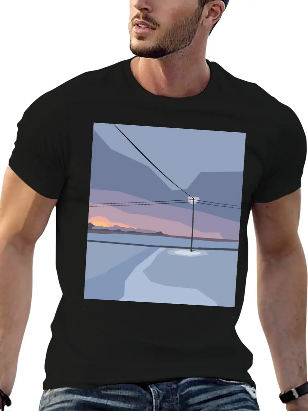 Streetlight In Snow Desert Unisex Casual T-Shirt – Clean Design For Daily Comfort