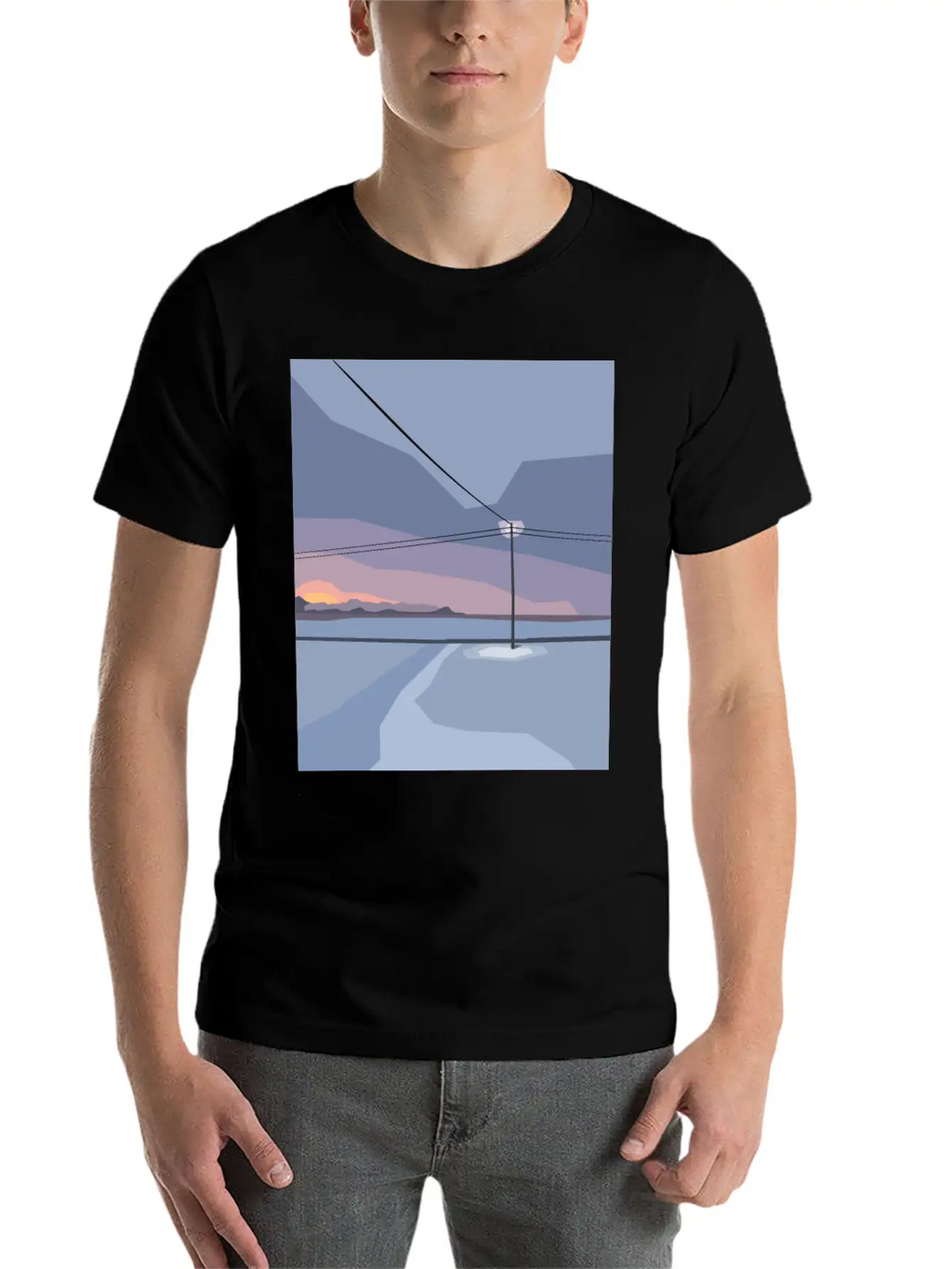 Streetlight In Snow Desert Unisex Casual T-Shirt – Clean Design For Daily Comfort