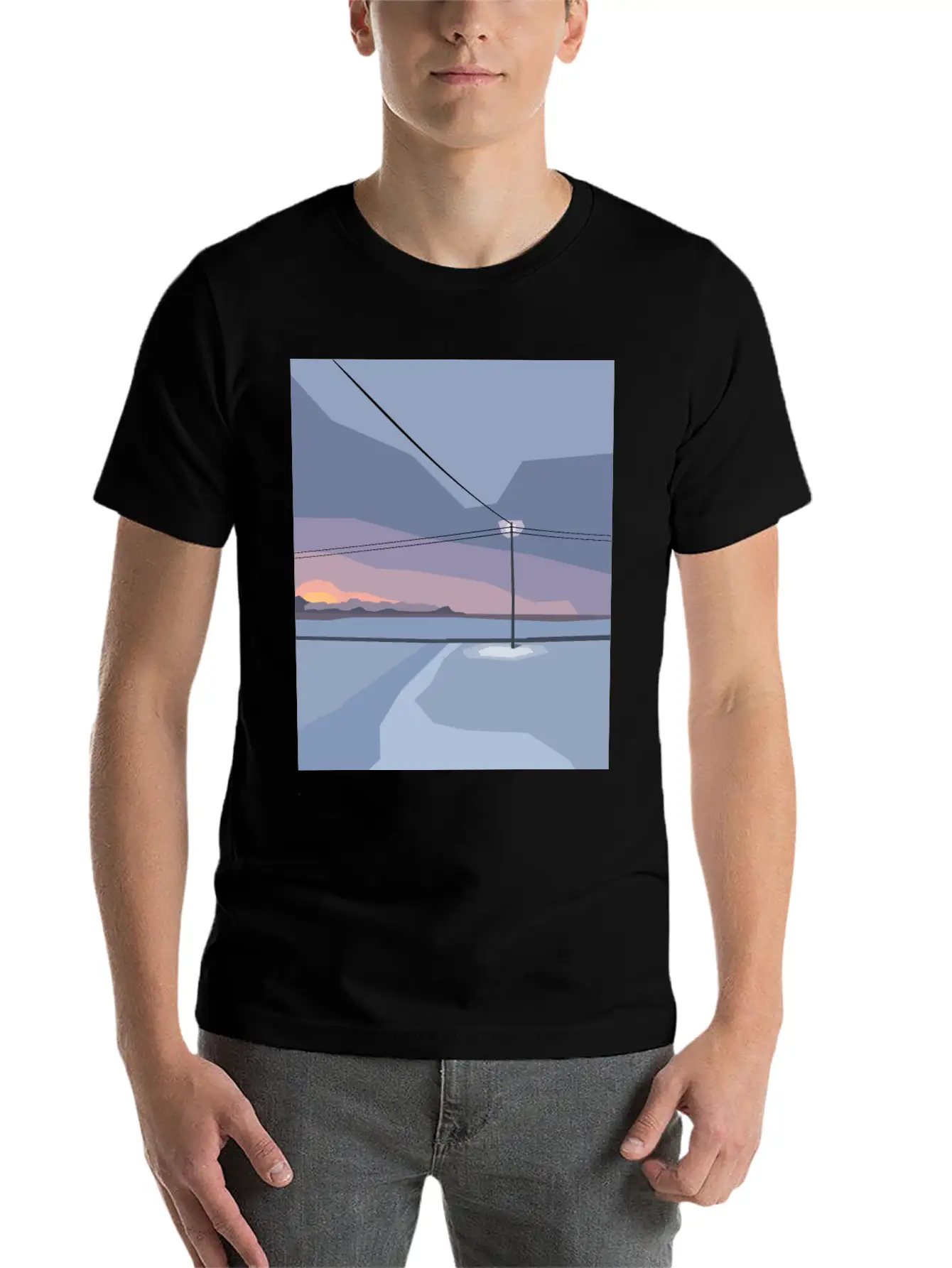Streetlight In Snow Desert Unisex Casual T-Shirt – Clean Design For Daily Comfort