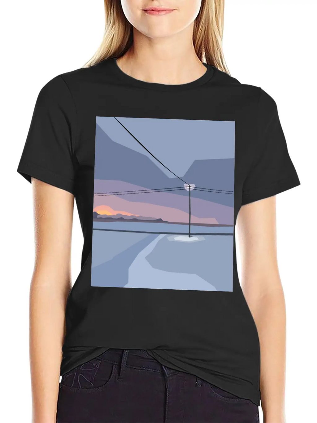 Streetlight In Snow Desert Unisex Casual T-Shirt – Clean Design For Daily Comfort