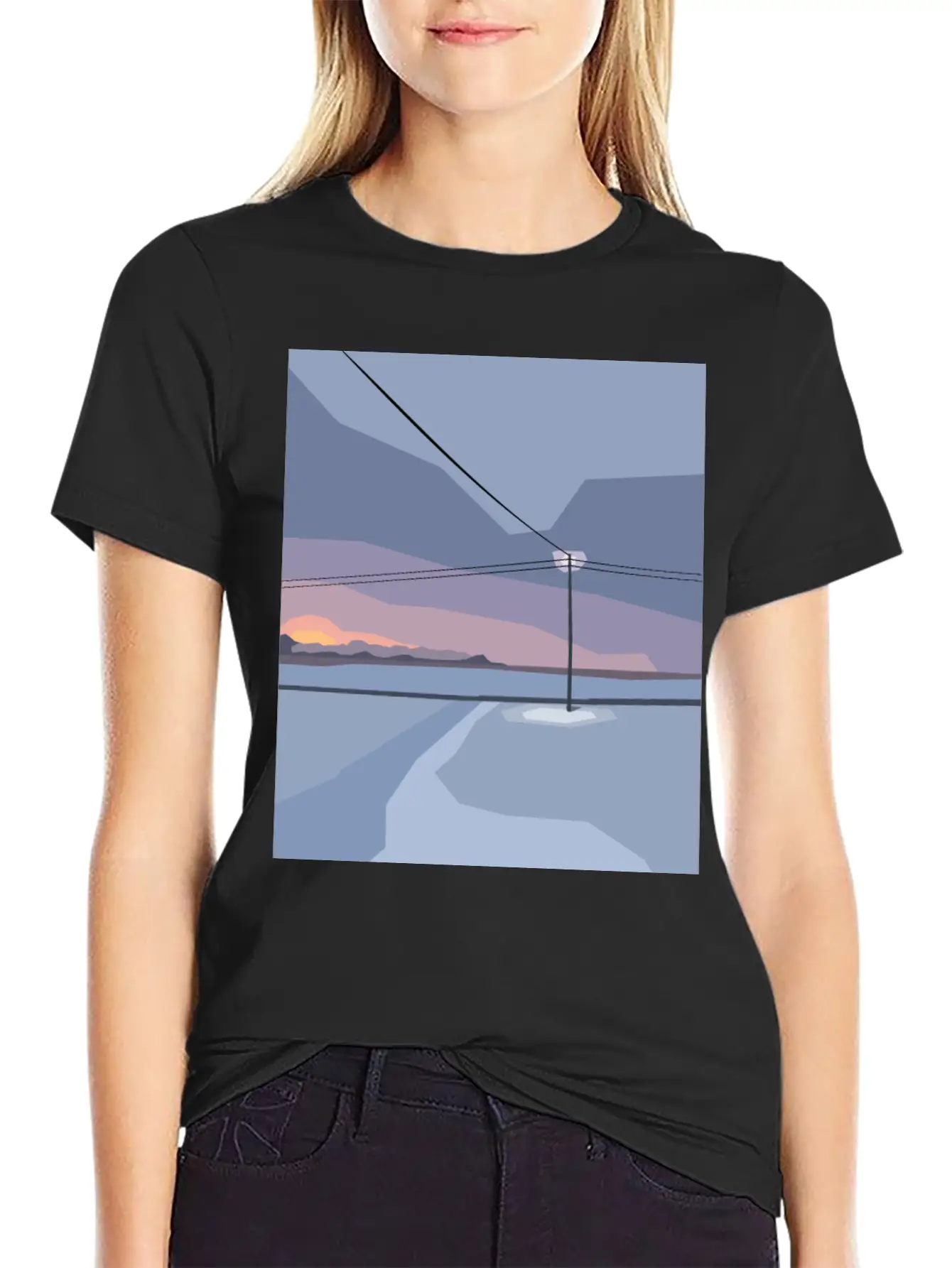 Streetlight In Snow Desert Unisex Casual T-Shirt – Clean Design For Daily Comfort