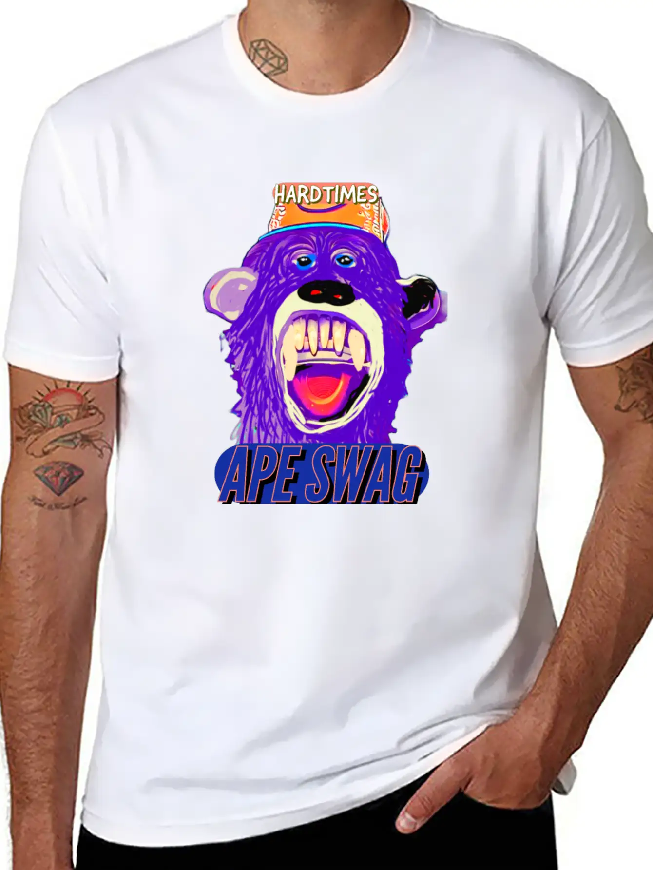 Streetwear Hard Times Ape Swag Hypebeast Unisex Short Sleeve Soft Cotton T-Shirt – Casual Everyday Wear