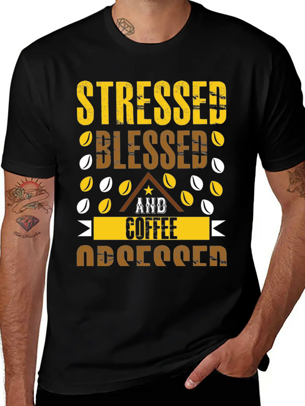 Stress Bless And Coffee Obsessed Essential Cotton Tee For Daily Outfits – Unisex Style