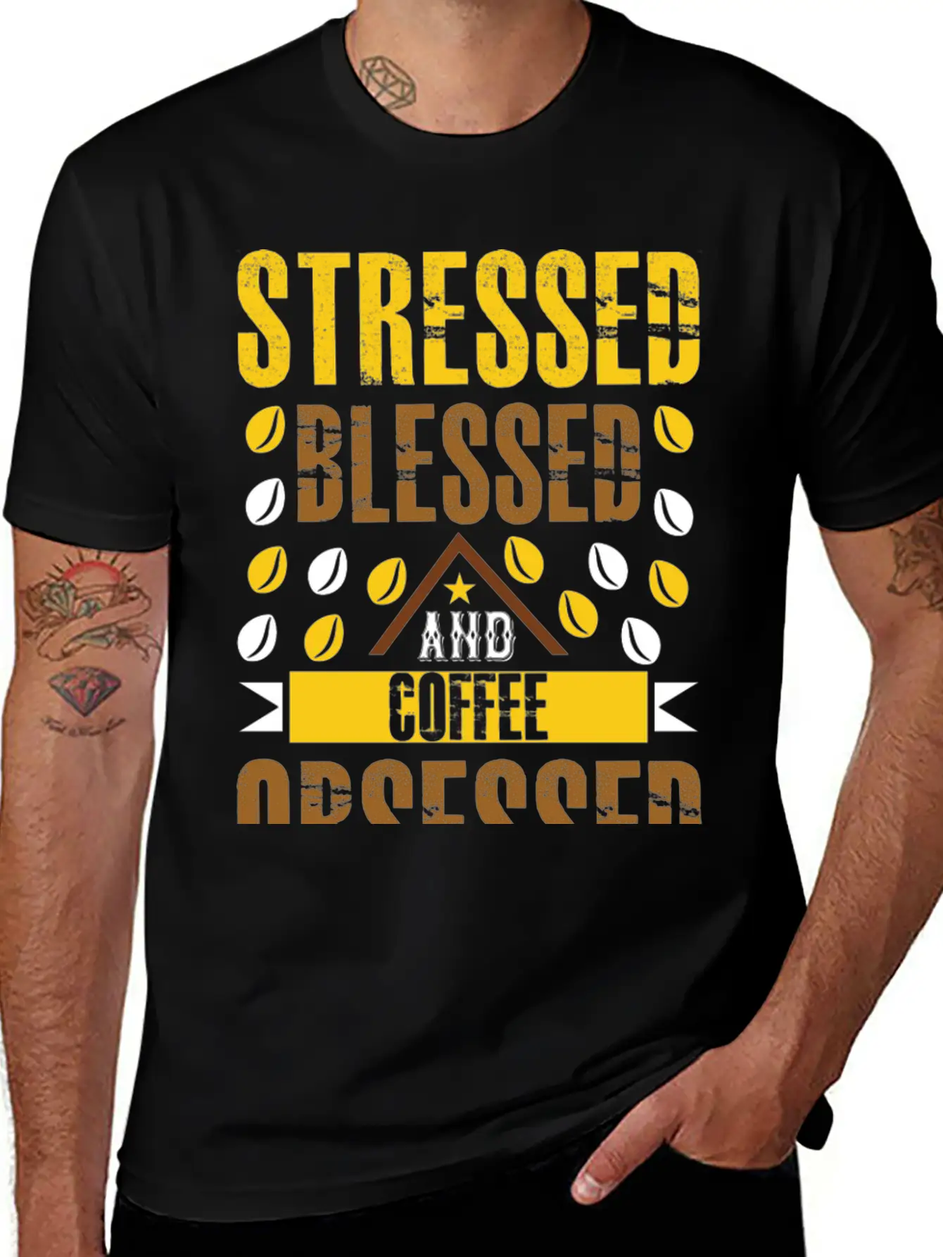 Stress Bless And Coffee Obsessed Essential Cotton Tee For Daily Outfits – Unisex Style