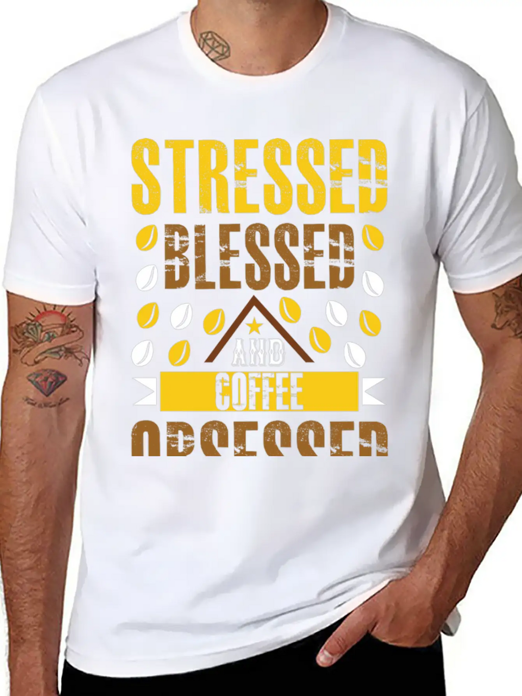 Stress Bless And Coffee Obsessed Essential Cotton Tee For Daily Outfits – Unisex Style