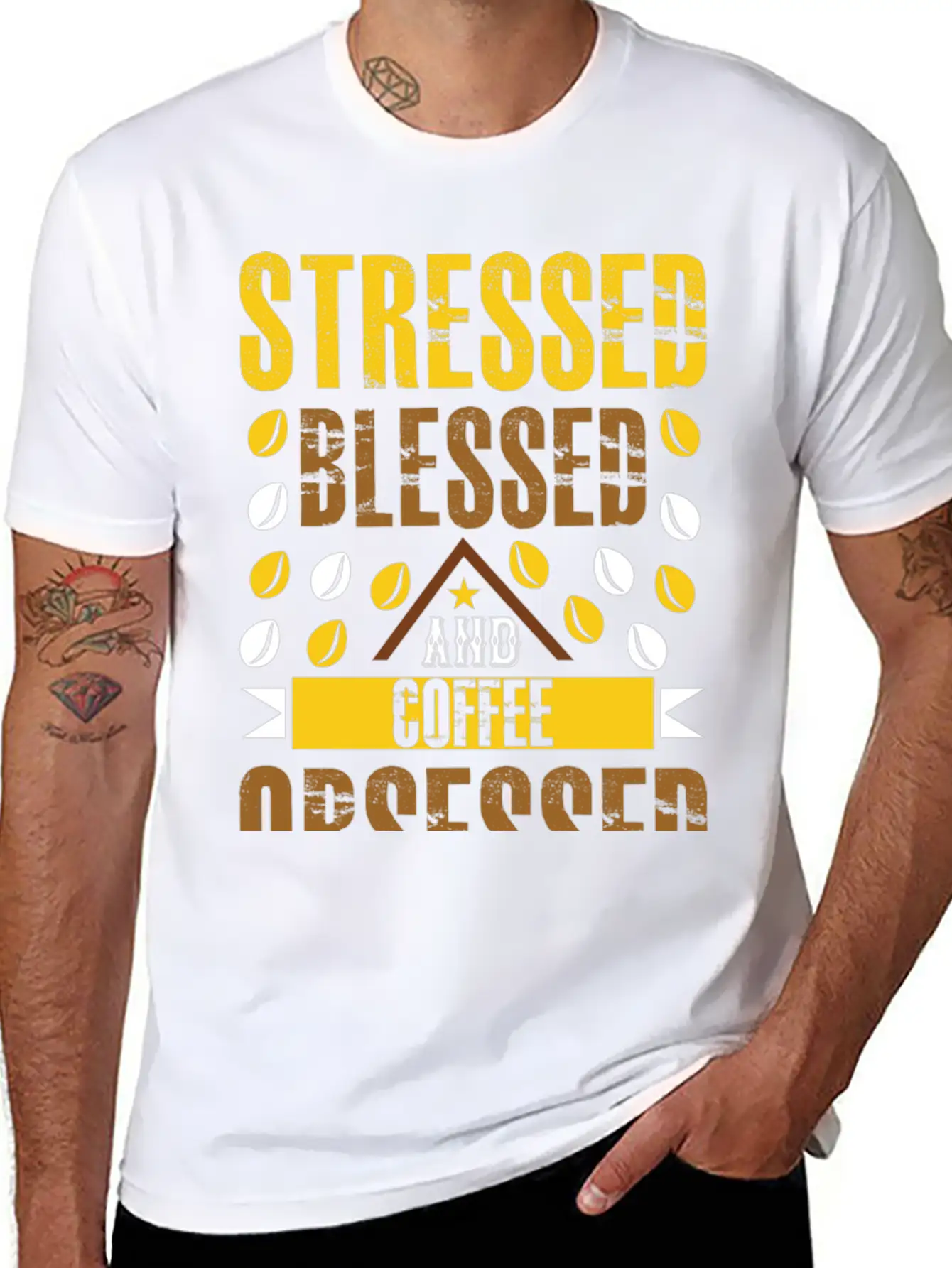Stress Bless And Coffee Obsessed Essential Cotton Tee For Daily Outfits – Unisex Style