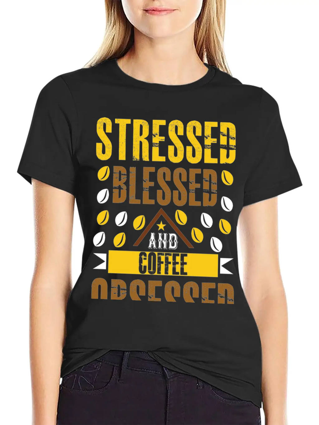 Stress Bless And Coffee Obsessed Essential Cotton Tee For Daily Outfits – Unisex Style