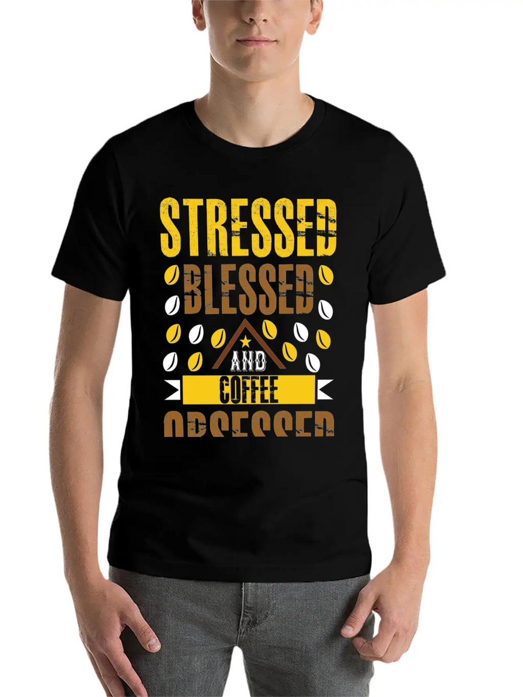 Stress Bless And Coffee Obsessed Essential Cotton Tee For Daily Outfits – Unisex Style