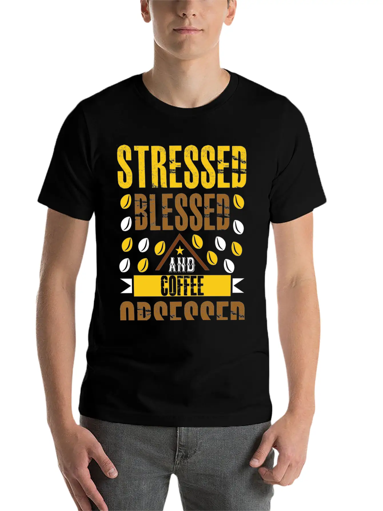 Stress Bless And Coffee Obsessed Essential Cotton Tee For Daily Outfits – Unisex Style