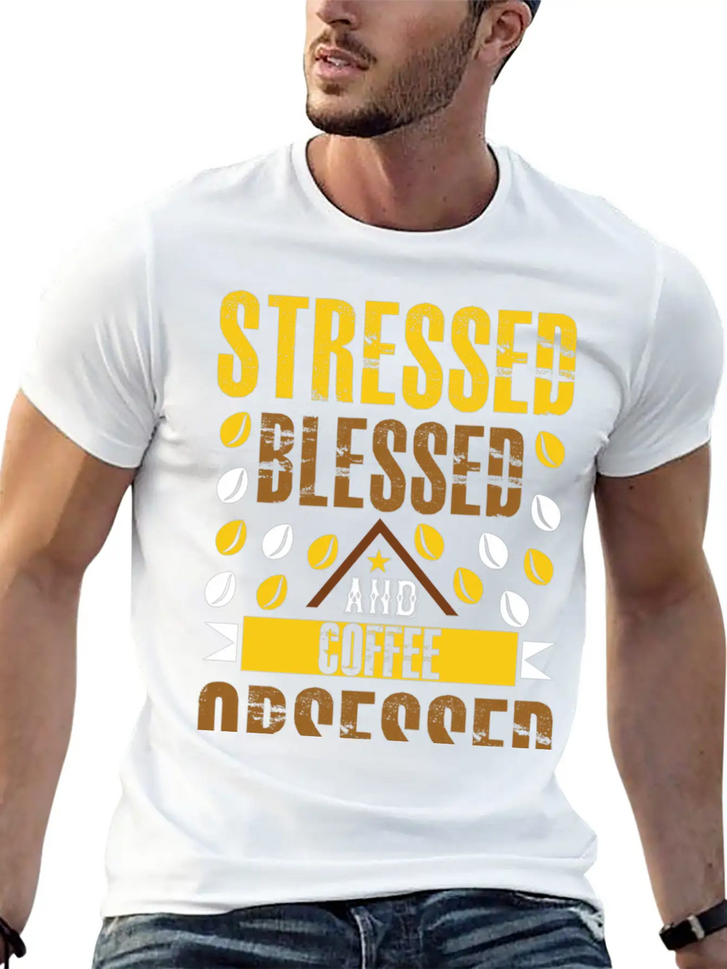 Stress Bless And Coffee Obsessed Essential Cotton Tee For Daily Outfits – Unisex Style