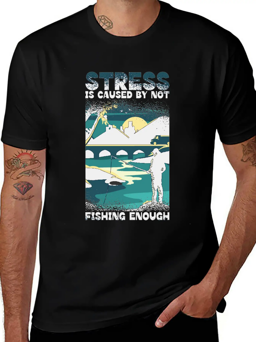 Stress Is Caused By Not Fishing Enough Fisherman Unisex Casual T-Shirt – Clean Design For Daily Comfort
