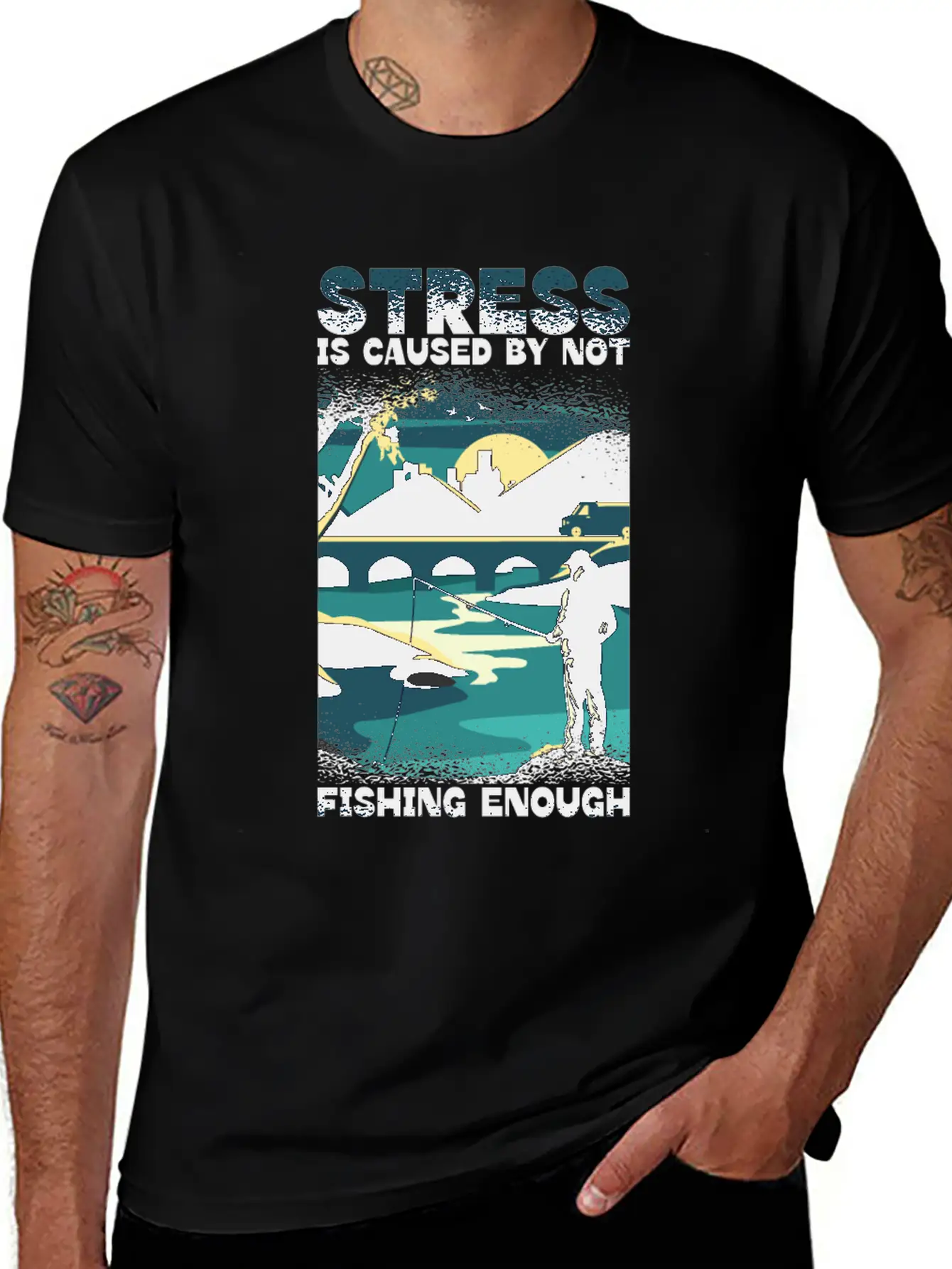 Stress Is Caused By Not Fishing Enough Fisherman Unisex Casual T-Shirt – Clean Design For Daily Comfort