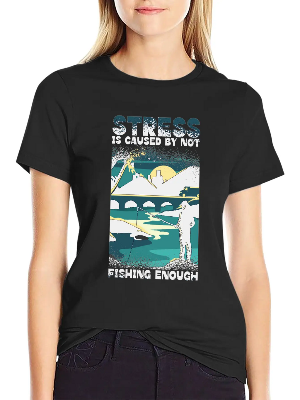 Stress Is Caused By Not Fishing Enough Fisherman Unisex Casual T-Shirt – Clean Design For Daily Comfort