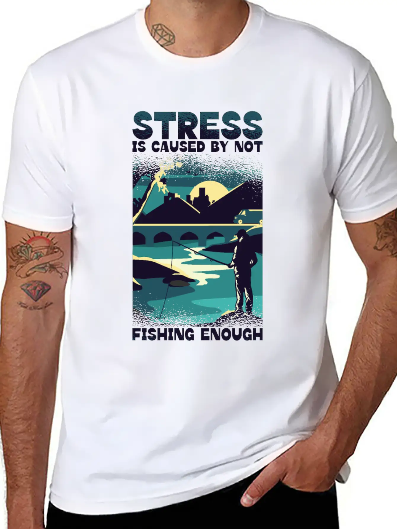 Stress Is Caused By Not Fishing Enough Fisherman Unisex Casual T-Shirt – Clean Design For Daily Comfort