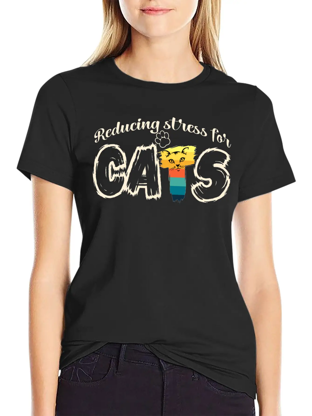Stressed Cat Stylish Everyday T-Shirt – Unisex Basic Cotton Tee