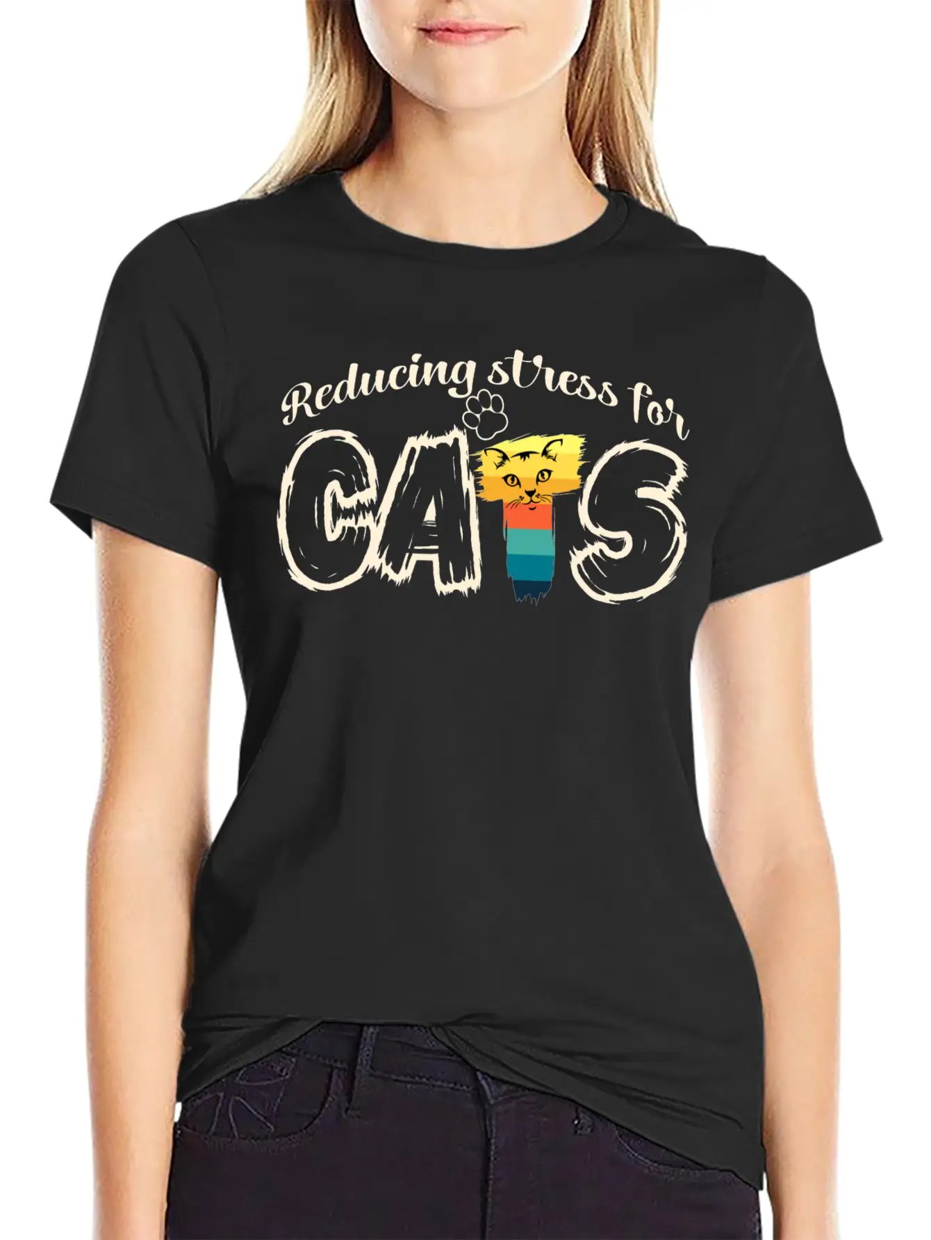 Stressed Cat Stylish Everyday T-Shirt – Unisex Basic Cotton Tee