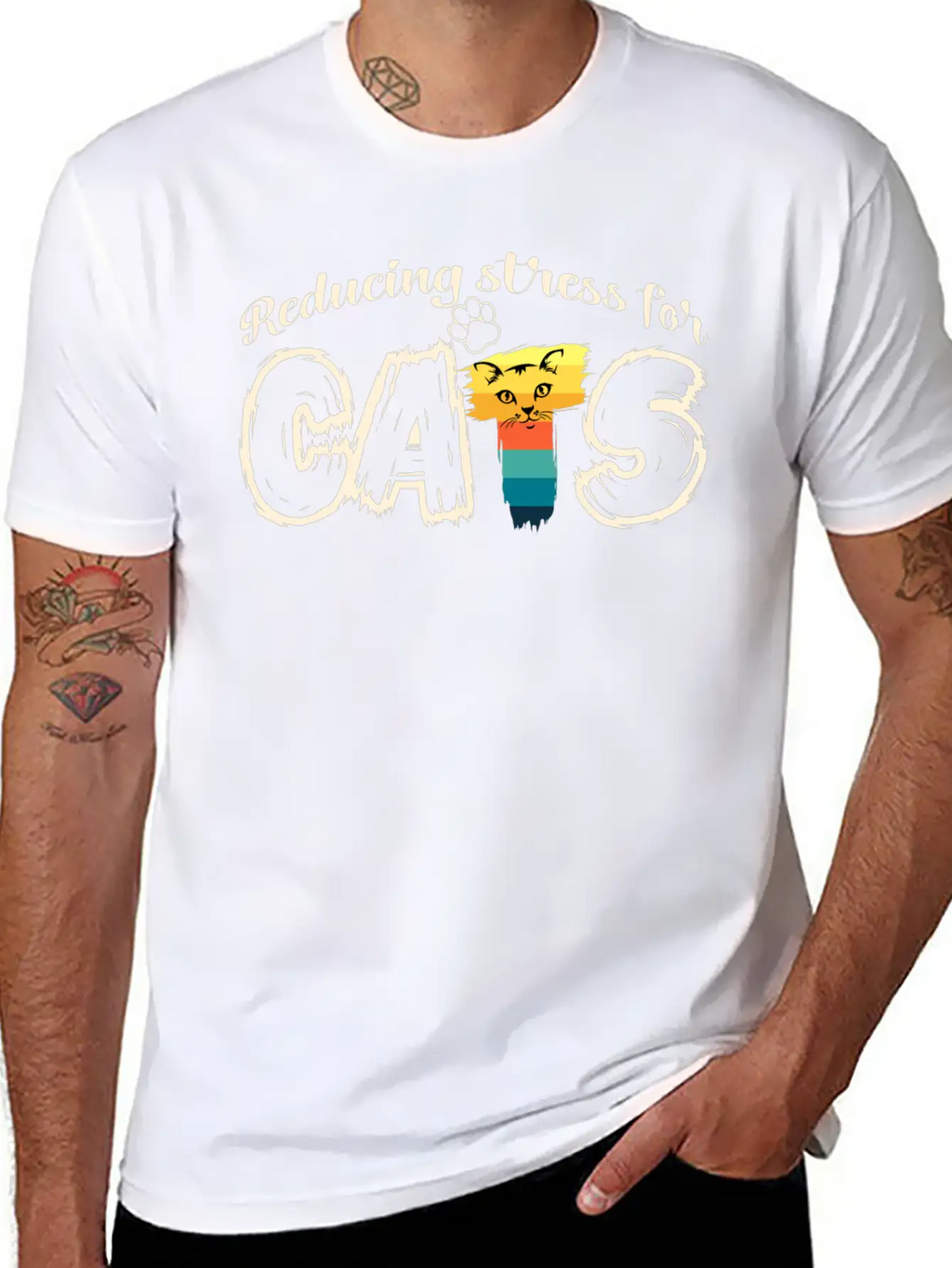 Stressed Cat Stylish Everyday T-Shirt – Unisex Basic Cotton Tee