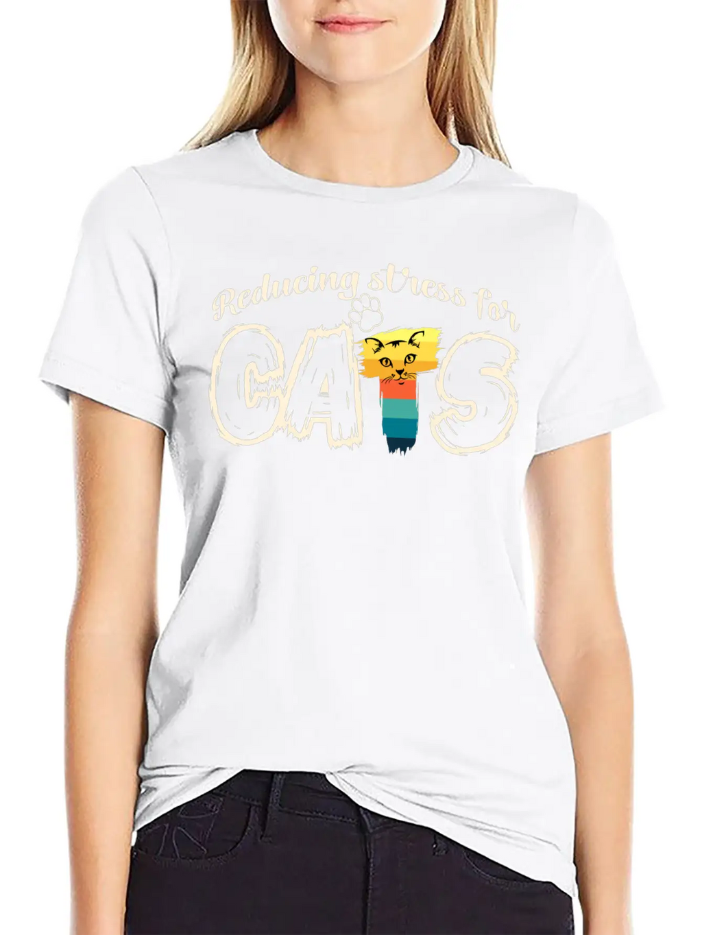 Stressed Cat Stylish Everyday T-Shirt – Unisex Basic Cotton Tee