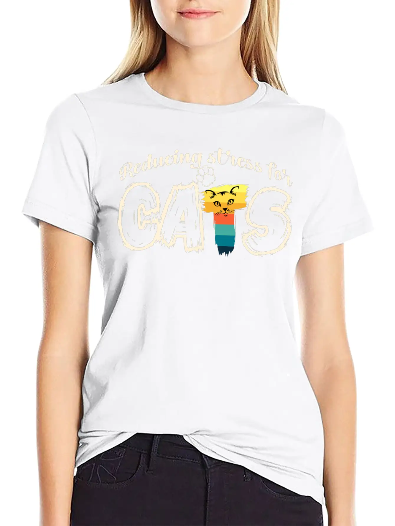 Stressed Cat Stylish Everyday T-Shirt – Unisex Basic Cotton Tee