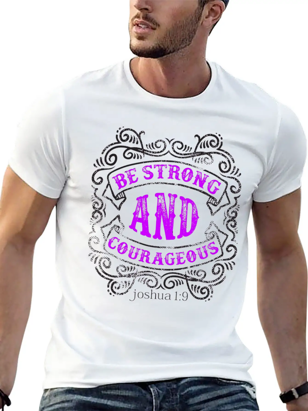 Strong And Courageous T-shirt Design Breathable Soft Cotton T-Shirt – Timeless Casual Look