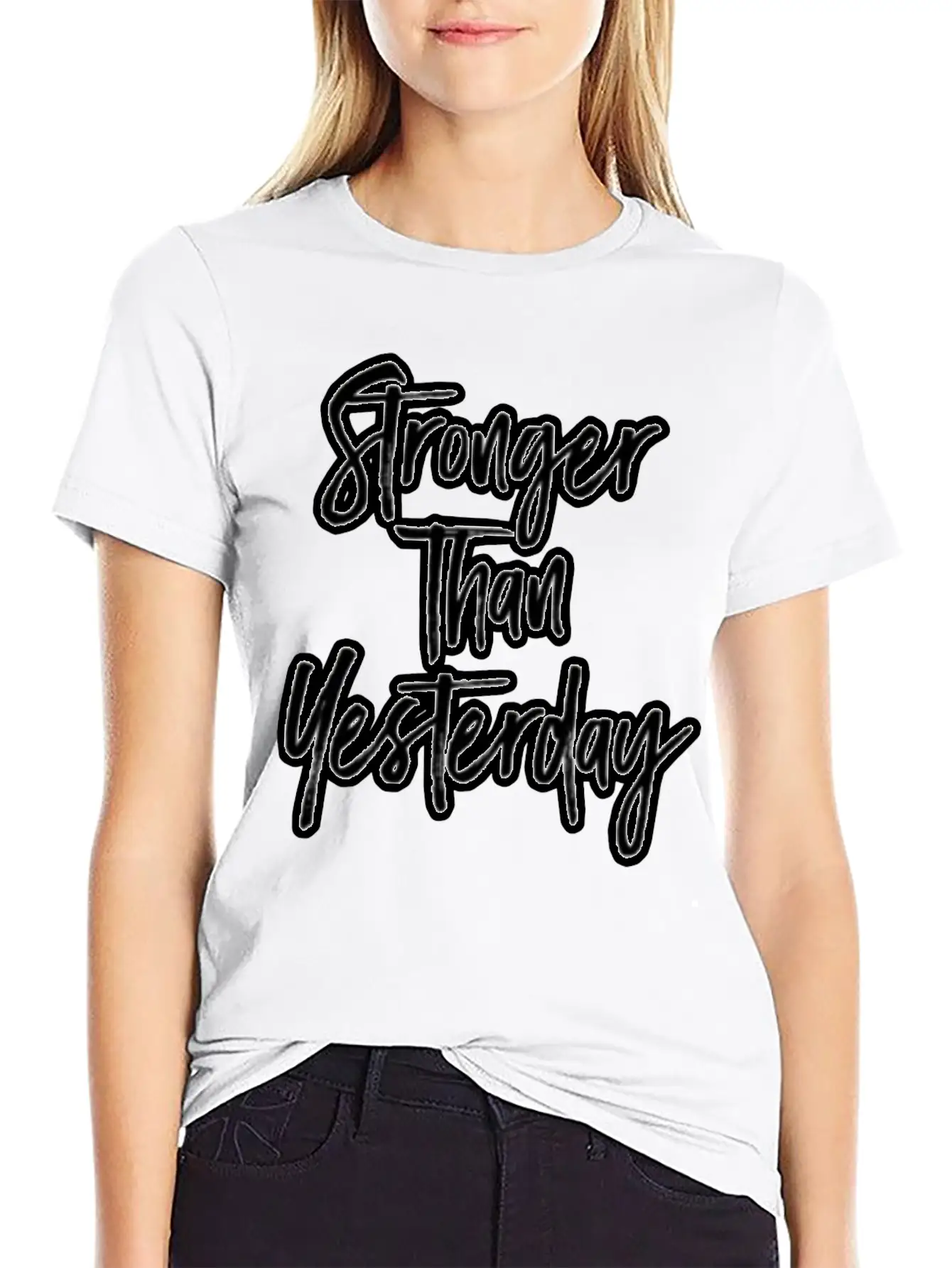 Stronger Than Yesterday Motivation Motivate Breathable Soft Cotton T-Shirt – Timeless Casual Look