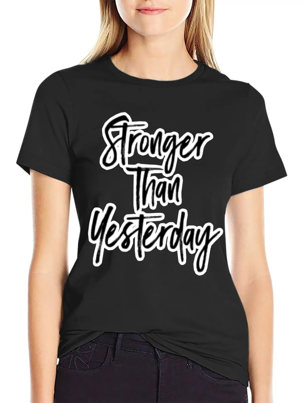 Stronger Than Yesterday Motivation Motivate Breathable Soft Cotton T-Shirt – Timeless Casual Look