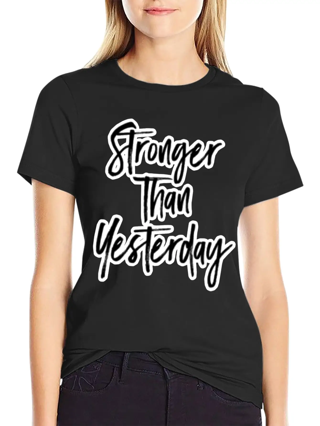 Stronger Than Yesterday Motivation Motivate Breathable Soft Cotton T-Shirt – Timeless Casual Look
