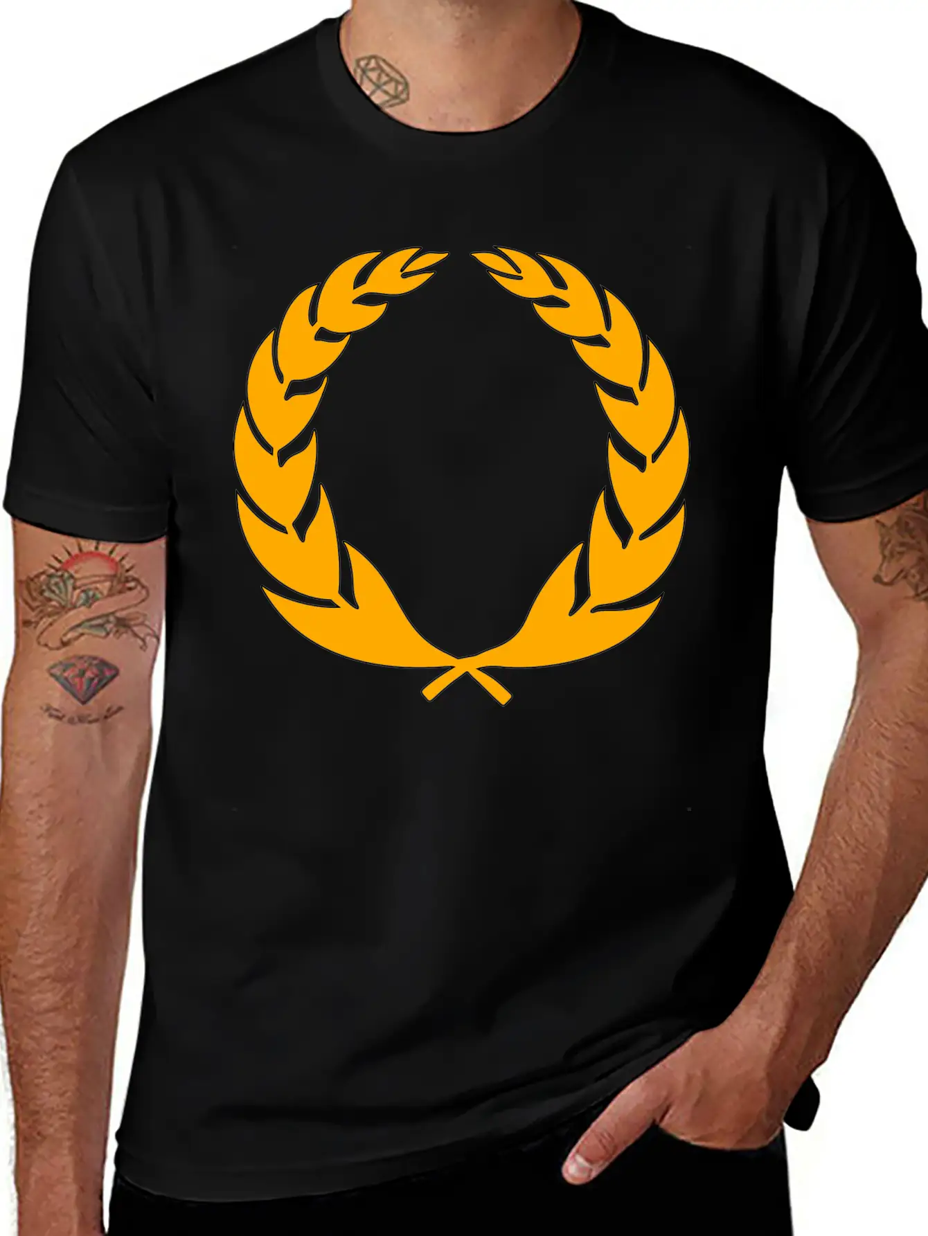 Stylised Laurel Wreath Essential Cotton Tee For Daily Outfits – Unisex Style